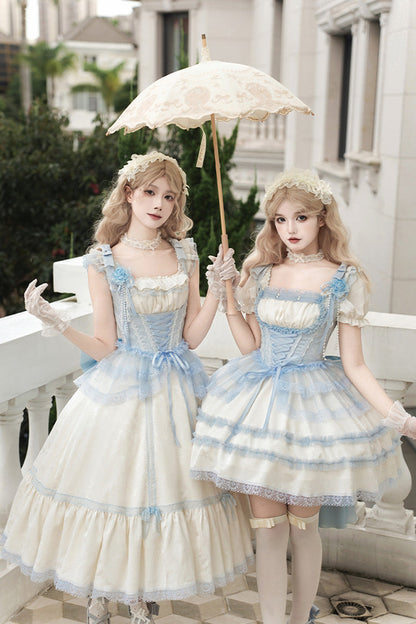 Lolita Dress - Sea Salt Iced Tea, Ivory, Square Collar, Short Length, Sweet Style - additional product view 11