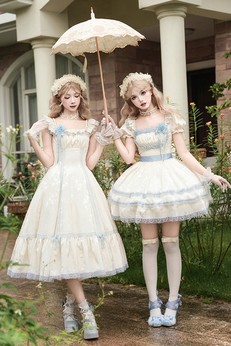 Lolita Dress - Sea Salt Iced Tea, Ivory, Square Collar, Short Length, Sweet Style - additional product view 14