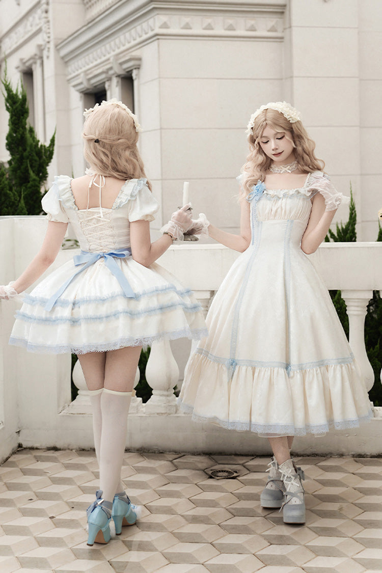 Lolita Dress - Sea Salt Iced Tea, Ivory, Square Collar, Short Length, Sweet Style - additional product view 15