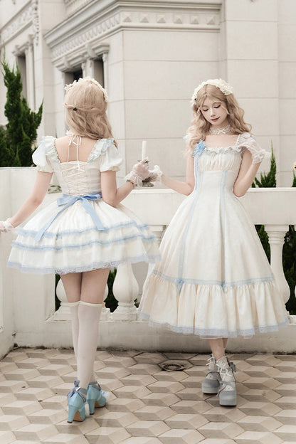 Lolita Dress - Sea Salt Iced Tea, Ivory, Square Collar, Short Length, Sweet Style - additional product view 15
