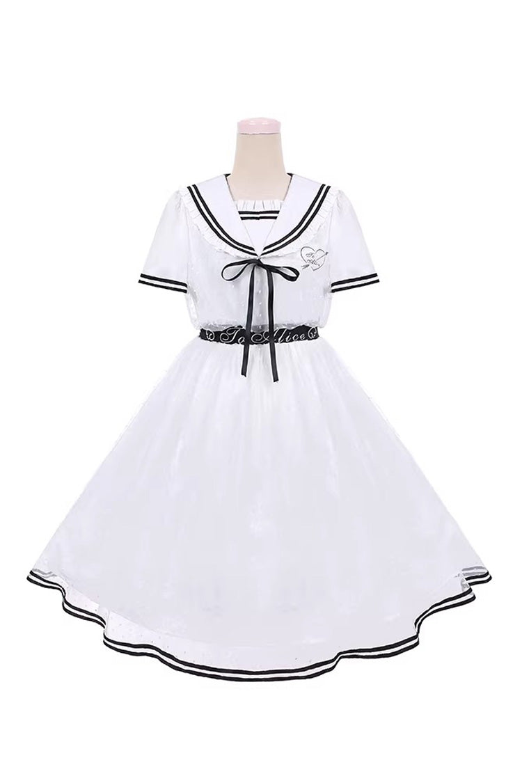 Lolita Dress - Seaside Sweetheart, White, Lace-Up, Sweet Style, Lace Trim - additional product view 3