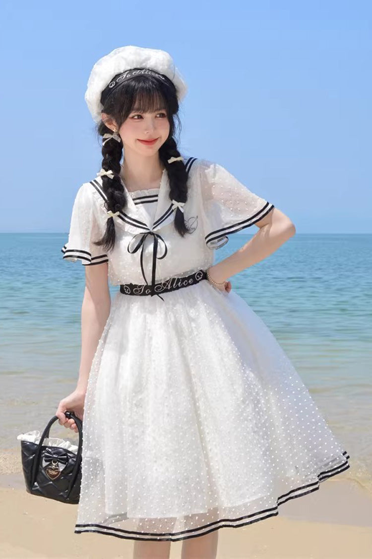 Lolita Dress - Seaside Sweetheart, White, Lace-Up, Sweet Style, Lace Trim - additional product view 10