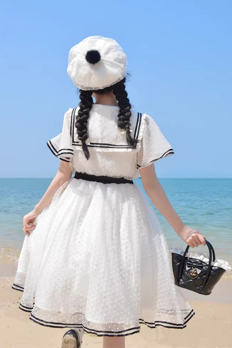 Lolita Dress - Seaside Sweetheart, White, Lace-Up, Sweet Style, Lace Trim - additional product view 11