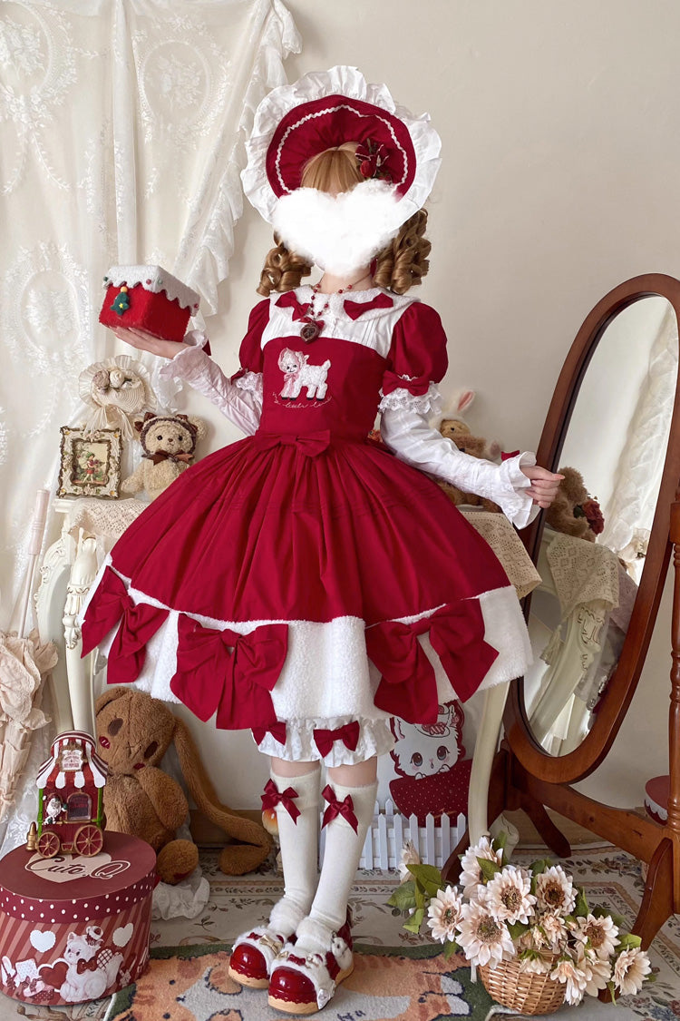Lolita Dress - Shepherd Girl’s Poem, Red, Detachable Detail, Sweet Style, Bow Detail - additional product view 2