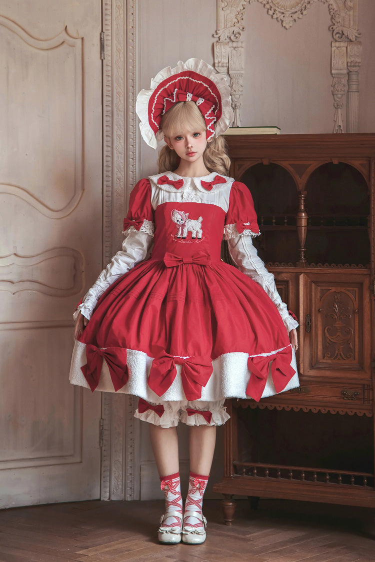 Lolita Dress - Shepherd Girl’s Poem, Red, Detachable Detail, Sweet Style, Bow Detail - additional product view 5