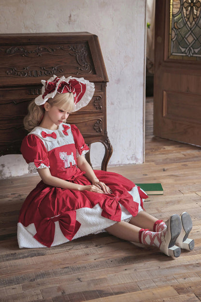 Lolita Dress - Shepherd Girl’s Poem, Red, Detachable Detail, Sweet Style, Bow Detail - additional product view 7