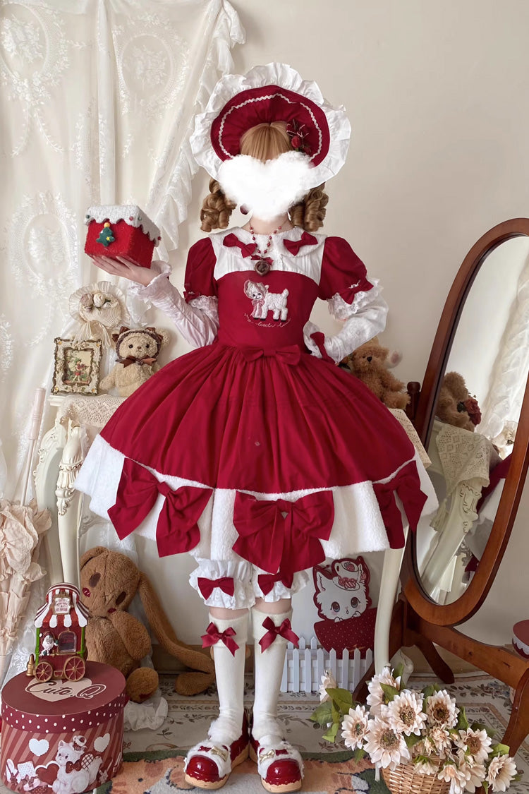 Lolita Dress - Shepherd Girl’s Poem, Red, Detachable Detail, Sweet Style, Bow Detail - additional product view 9