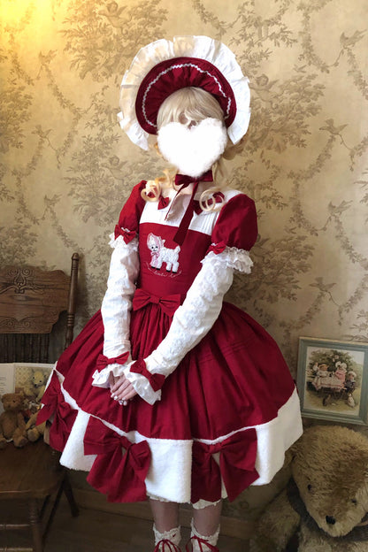 Lolita Dress - Shepherd Girl’s Poem, Red, Detachable Detail, Sweet Style, Bow Detail - additional product view 10