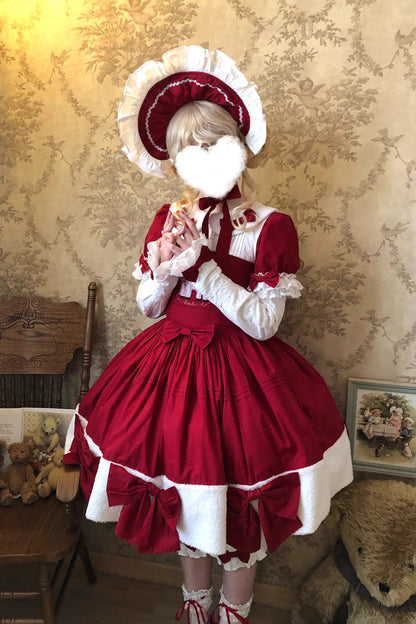 Lolita Dress - Shepherd Girl’s Poem, Red, Detachable Detail, Sweet Style, Bow Detail - additional product view 11