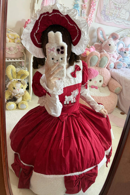 Lolita Dress - Shepherd Girl’s Poem, Red, Detachable Detail, Sweet Style, Bow Detail - additional product view 12
