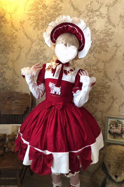 Lolita Dress - Shepherd Girl’s Poem, Red, Detachable Detail, Sweet Style, Bow Detail - additional product view 13