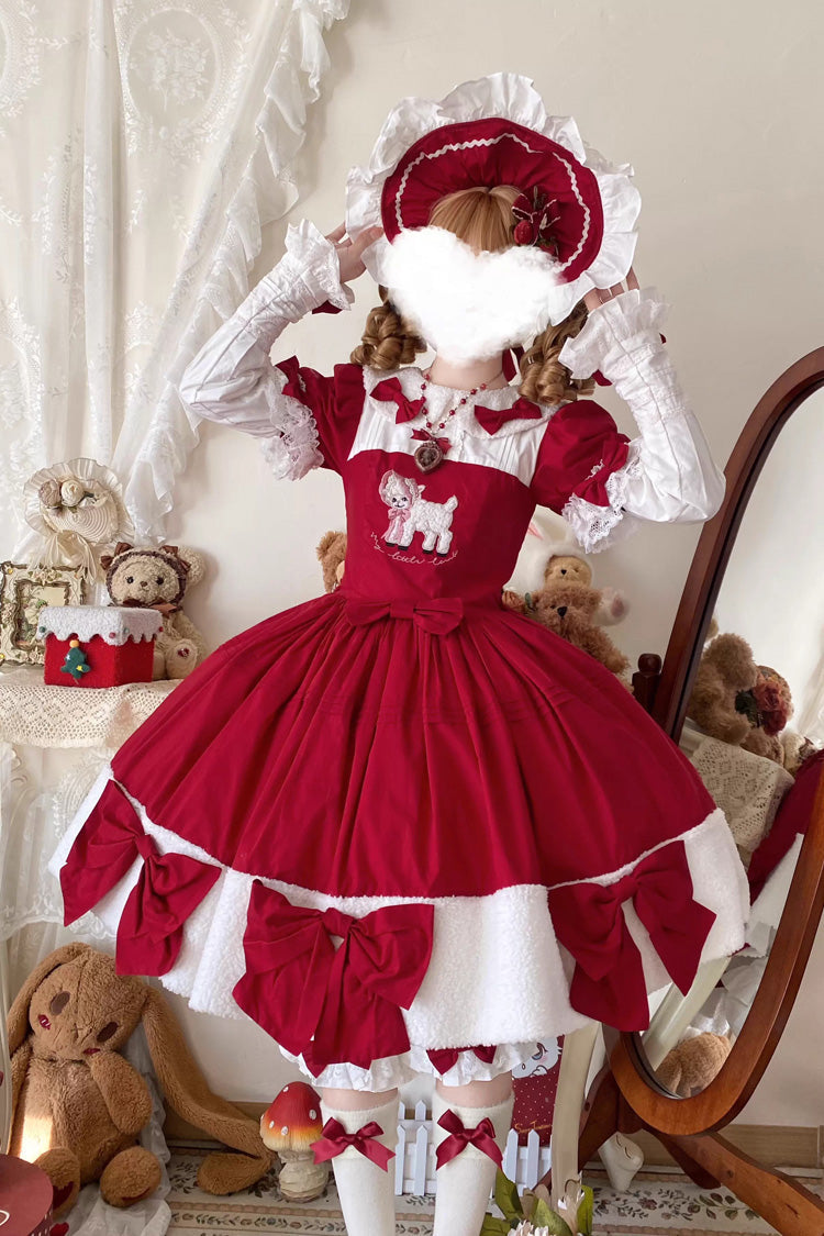 Lolita Dress - Shepherd Girl’s Poem, Red, Detachable Detail, Sweet Style, Bow Detail - main product image