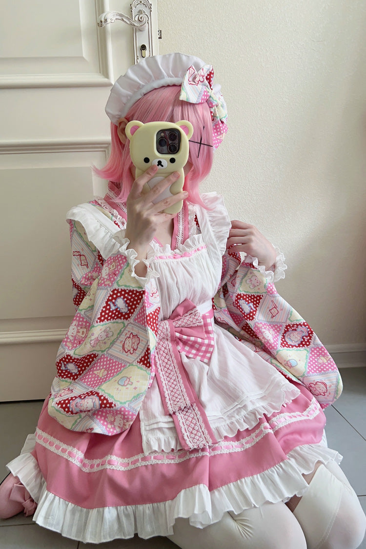 Lolita Dress - Showa Sweet Pet, 6 Colors, Sweet Style, Bow Detail, Ruffled - S Pink / M Pink / L Pink option