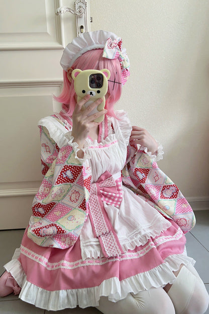 Lolita Dress - Showa Sweet Pet, 6 Colors, Sweet Style, Bow Detail, Ruffled - S Pink / M Pink / L Pink option