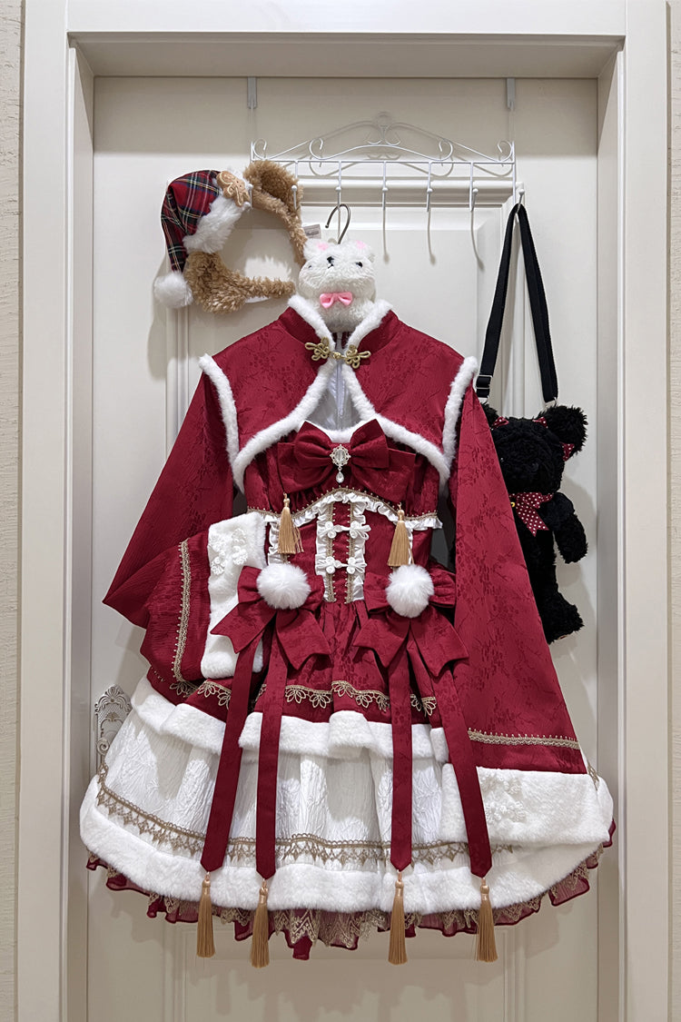 Lolita Dress - Snow Rabbit, Red, Bow Detail, Ruffled, Long Sleeves - additional product view 3