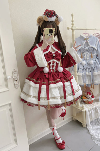 Lolita Dress - Snow Rabbit, Red, Bow Detail, Ruffled, Long Sleeves - additional product view 5