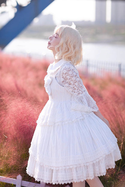 Lolita Dress - Solid Color Tower Of, White, Bow Detail, Ruffled, Sweet Style - additional product view 7