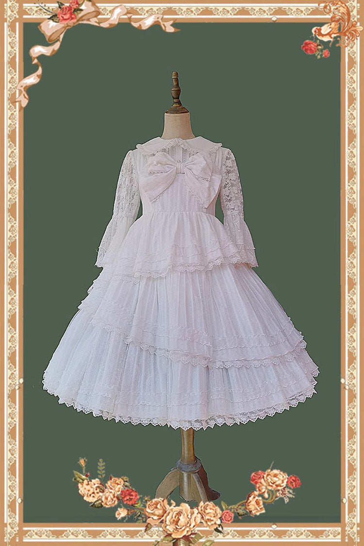 Lolita Dress - Solid Color Tower Of, White, Bow Detail, Ruffled, Sweet Style - additional product view 9