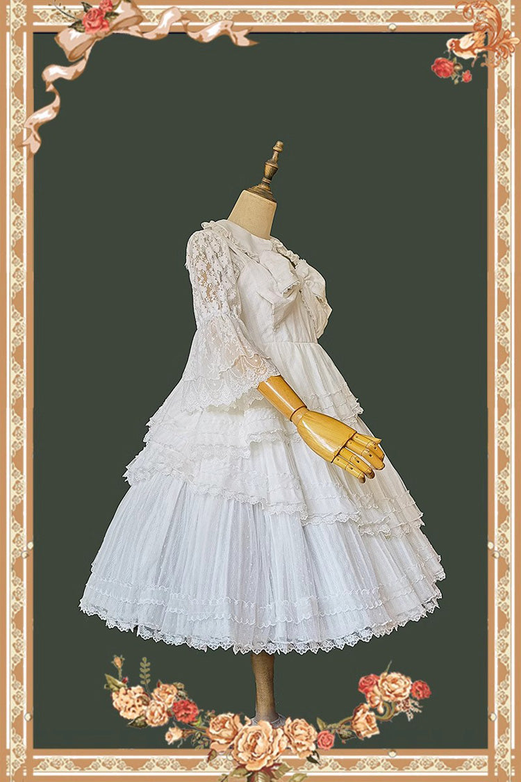 Lolita Dress - Solid Color Tower Of, White, Bow Detail, Ruffled, Sweet Style - additional product view 10