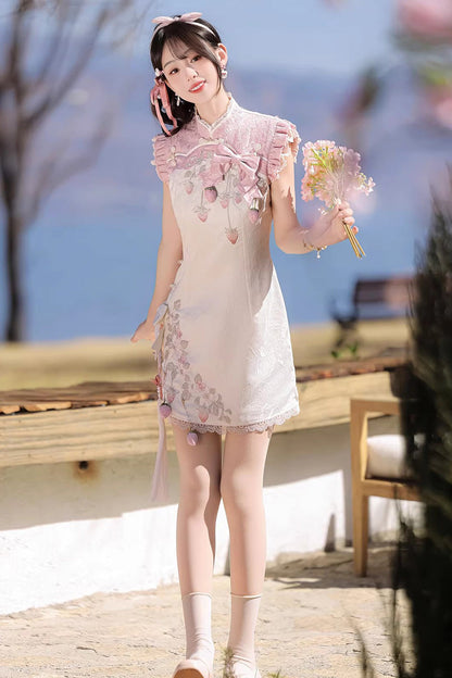 Lolita Dress - Spring Strawberry, 2 Colors, Stand Collar, Chinese-Inspired Style - additional product view 7