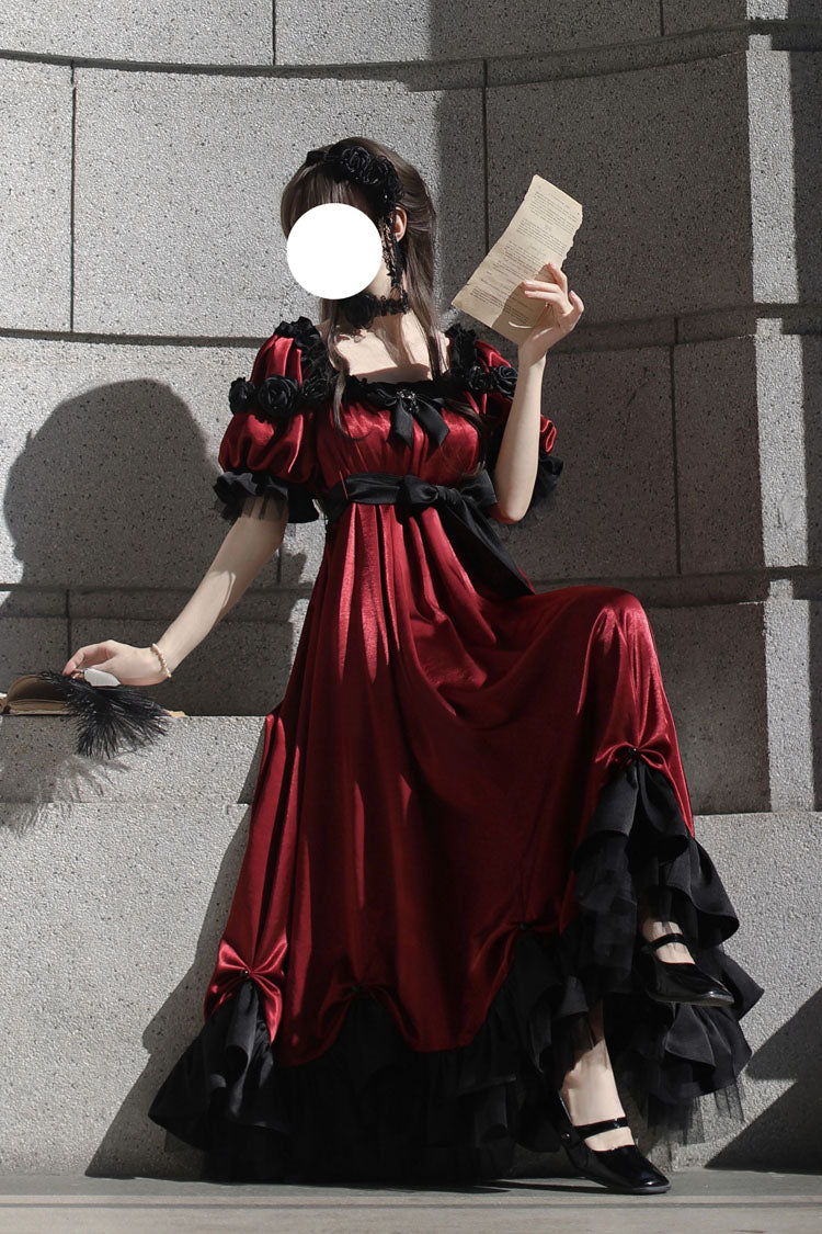 Lolita Dress - Square Collar Ruffle Bowknot, Red, Square Collar, Ruffled, Sweet Style - additional product view 2
