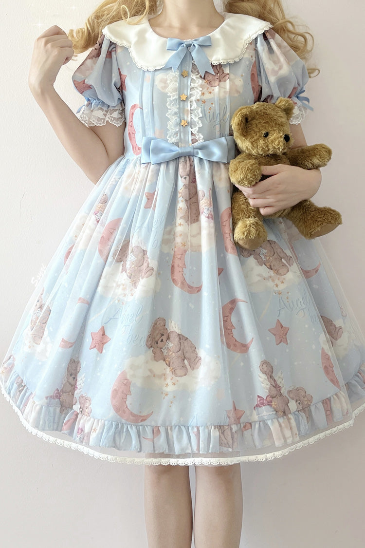 Lolita Dress - Star Wishing Bear Print, 2 Colors, Bow Detail, Printed, Sweet Style - additional product view 7