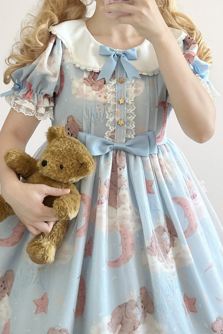 Lolita Dress - Star Wishing Bear Print, 2 Colors, Bow Detail, Printed, Sweet Style - additional product view 8