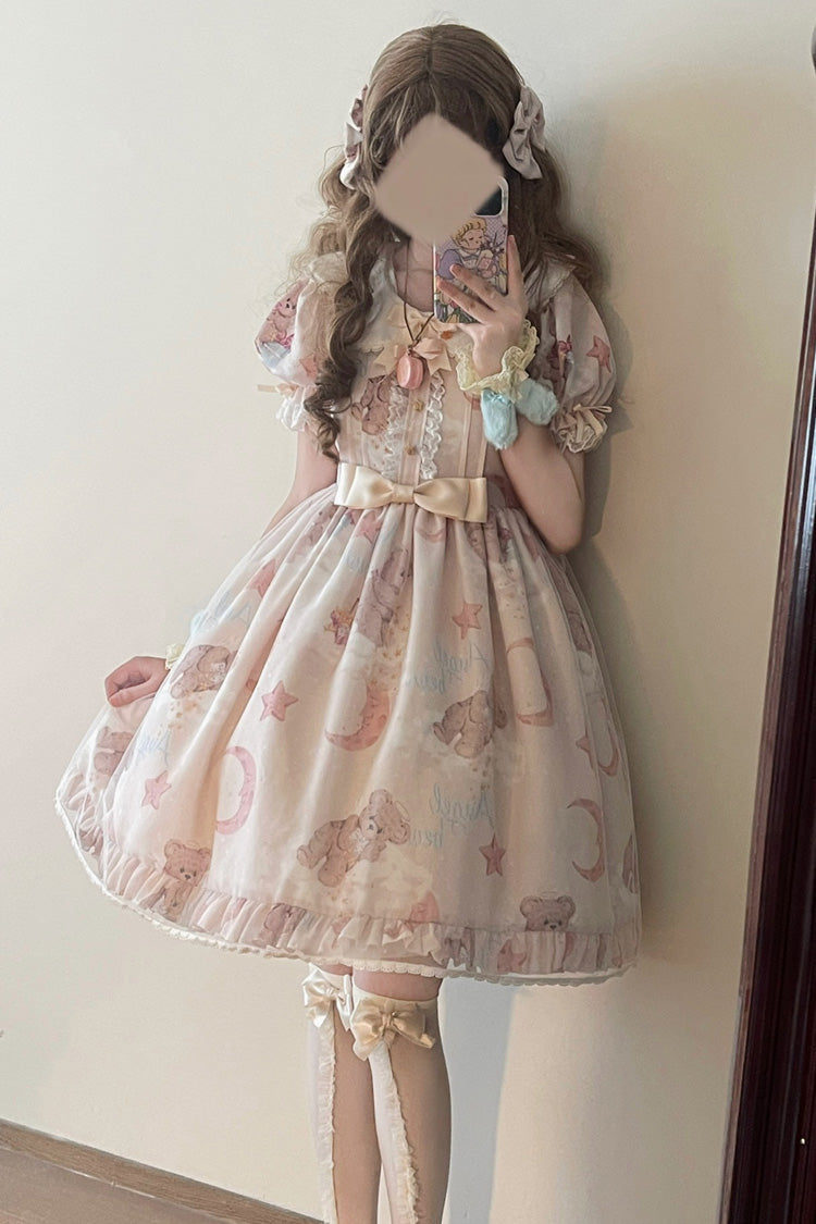 Lolita Dress - Star Wishing Bear Print, 2 Colors, Bow Detail, Printed, Sweet Style - additional product view 11