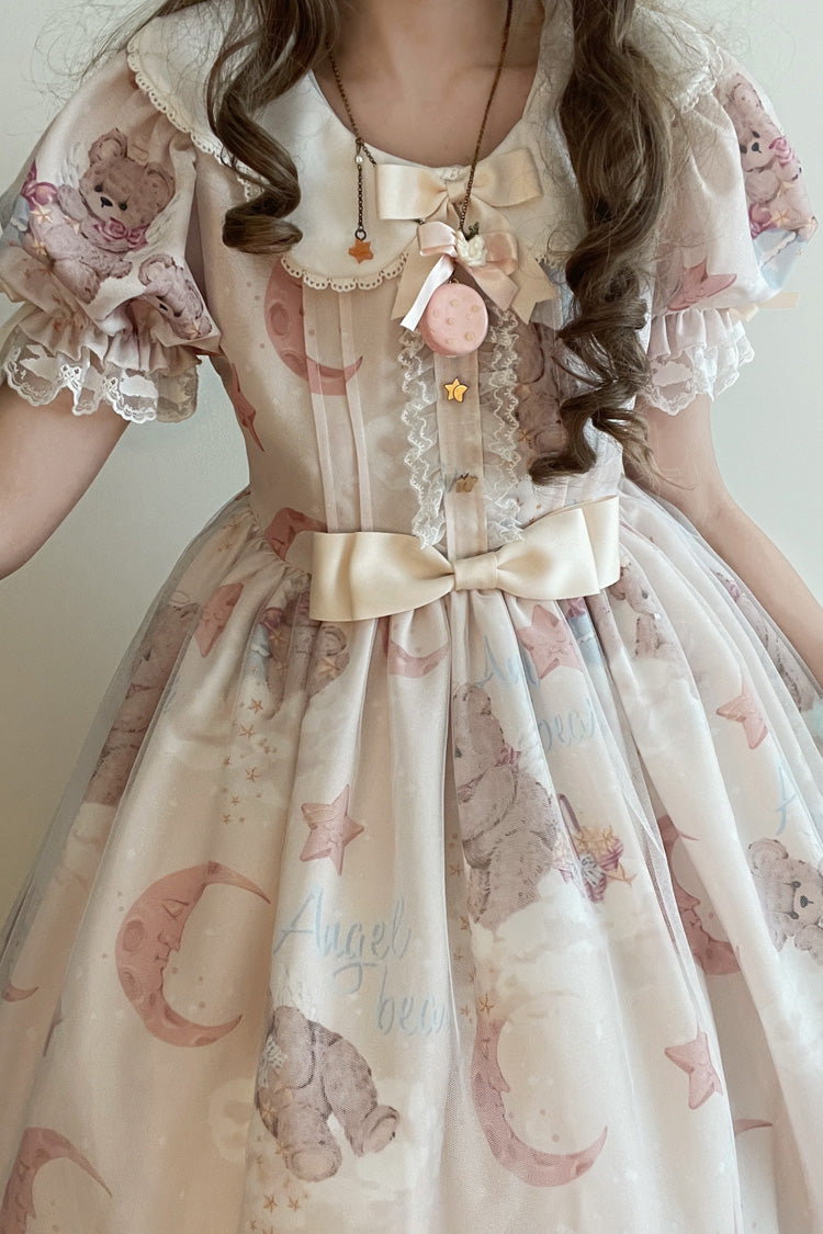 Lolita Dress - Star Wishing Bear Print, 2 Colors, Bow Detail, Printed, Sweet Style - additional product view 12