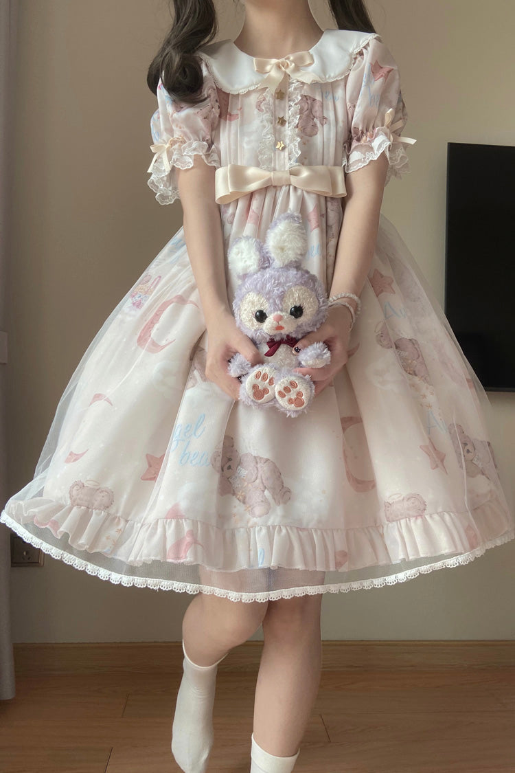 Lolita Dress - Star Wishing Bear Print, 2 Colors, Bow Detail, Printed, Sweet Style - additional product view 14