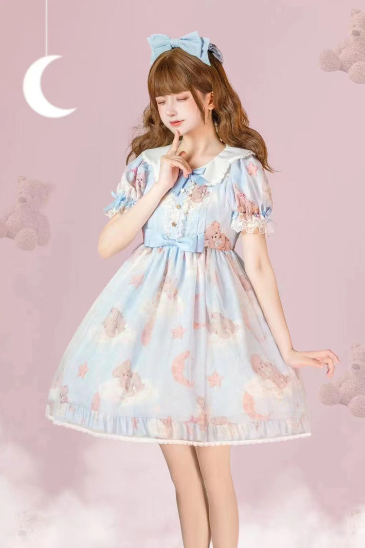 Lolita Dress - Star Wishing Bear Print, 2 Colors, Bow Detail, Printed, Sweet Style - main product image