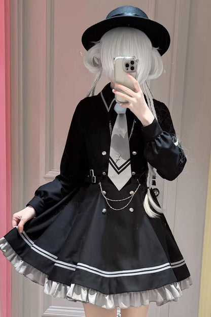 Lolita Dress - Starlight Command, 2 Colors, Long Sleeves, Gothic Style, Ruffled - additional product view 3