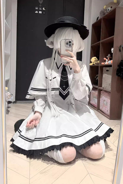 Lolita Dress - Starlight Command, 2 Colors, Long Sleeves, Gothic Style, Ruffled - additional product view 4