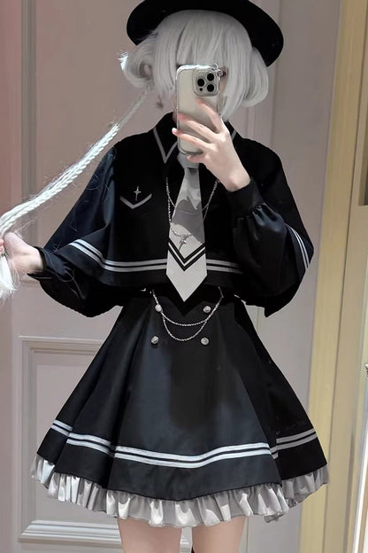 Lolita Dress - Starlight Command, 2 Colors, Long Sleeves, Gothic Style, Ruffled - main product image