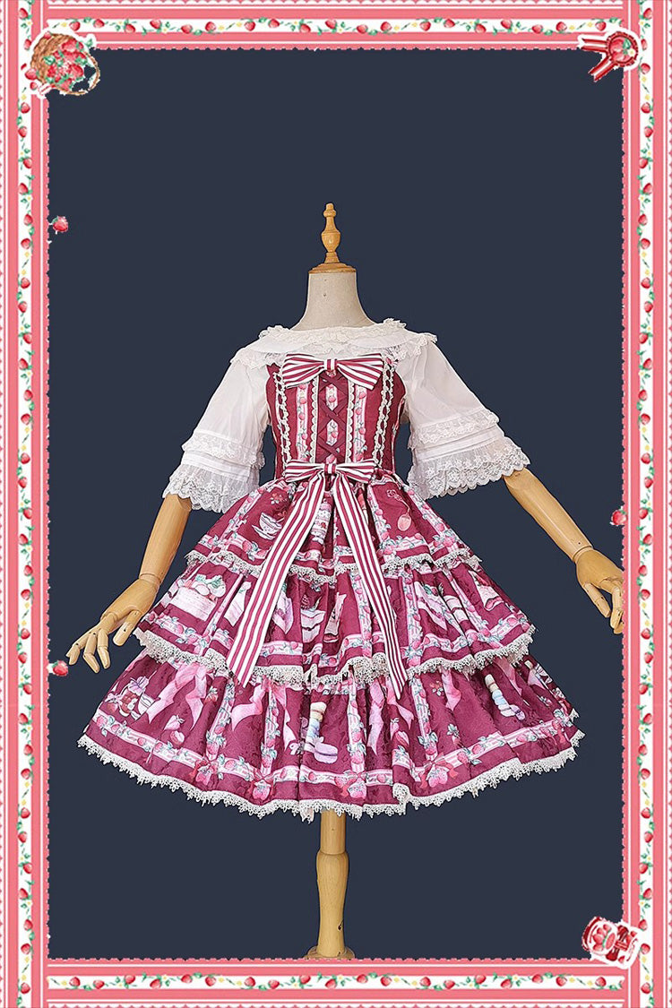 Lolita Dress - Strawberry Afternoon Tea Cake, 3 Colors, Printed, Layered, Sweet Style - additional product view 2