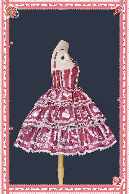 Lolita Dress - Strawberry Afternoon Tea Cake, 3 Colors, Printed, Layered, Sweet Style - additional product view 8