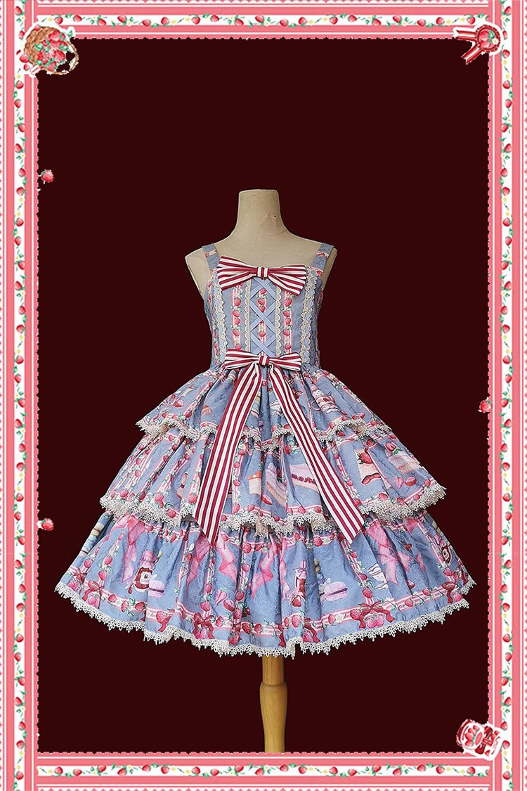 Lolita Dress - Strawberry Afternoon Tea Cake, 3 Colors, Printed, Layered, Sweet Style - additional product view 11
