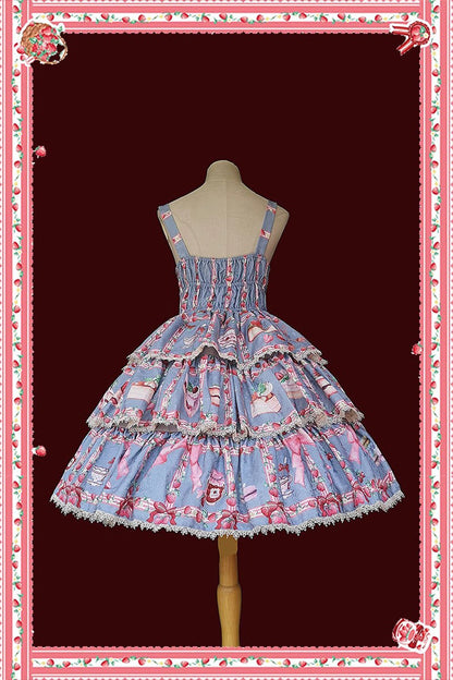 Lolita Dress - Strawberry Afternoon Tea Cake, 3 Colors, Printed, Layered, Sweet Style - additional product view 12
