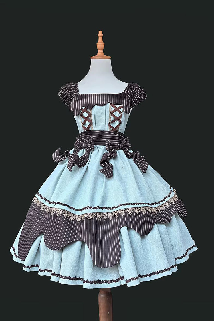 Lolita Dress - Strawberry And Mint Chocolate, 2 Colors, Lace-Up, Sweet Style, Bow Detail - additional product view 2