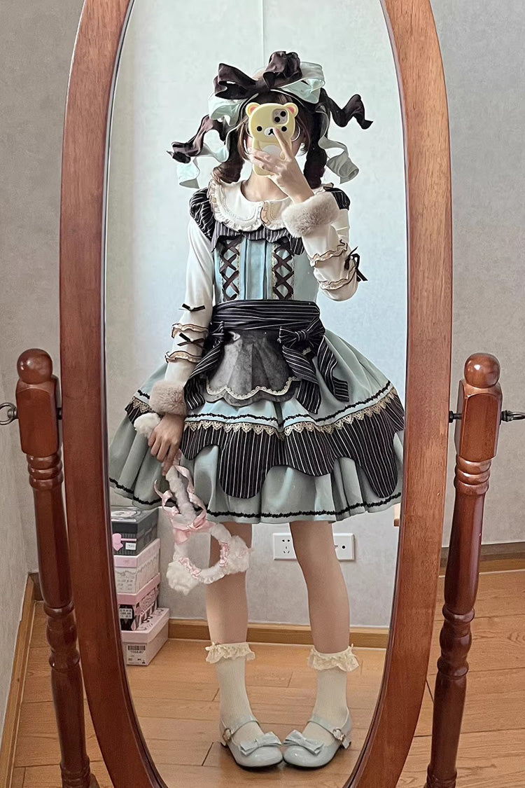 Lolita Dress - Strawberry And Mint Chocolate, 2 Colors, Lace-Up, Sweet Style, Bow Detail - additional product view 8