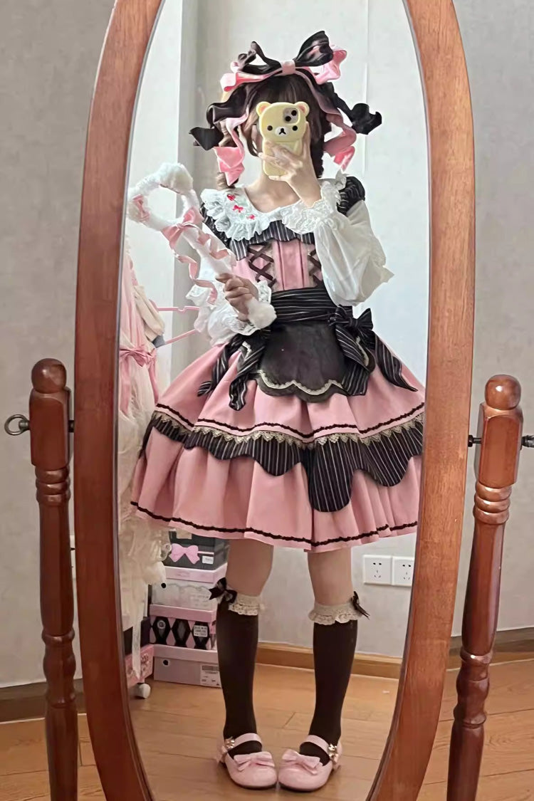 Lolita Dress - Strawberry And Mint Chocolate, 2 Colors, Lace-Up, Sweet Style, Bow Detail - main product image
