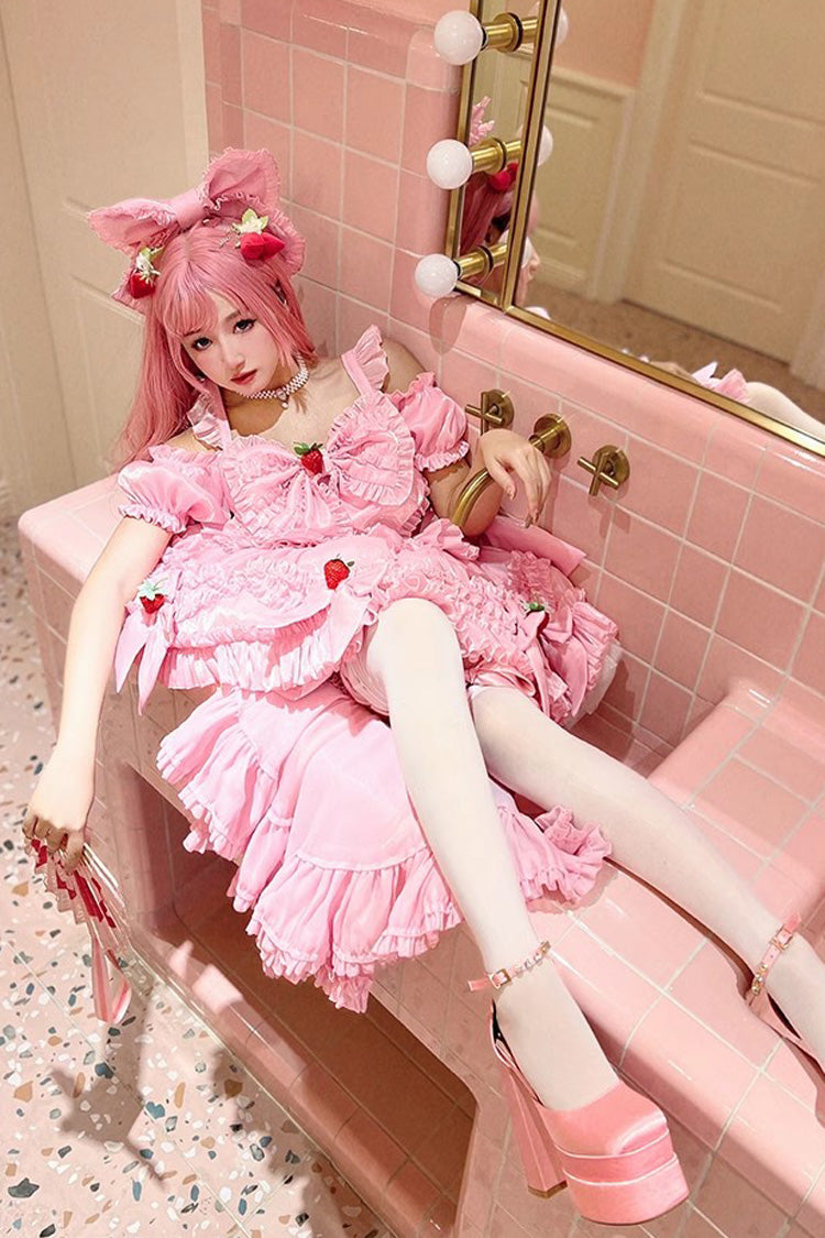 Lolita Dress - Strawberry Magic Girl Party, Pink, Sweet Style - additional product view 5