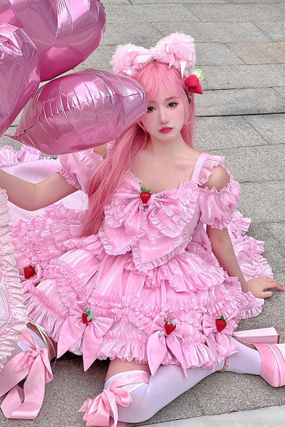 Lolita Dress - Strawberry Magic Girl Party, Pink, Sweet Style - additional product view 11