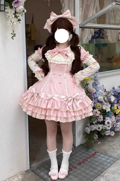 Lolita Dress - Striped Layered, Pink, Striped, Bow Detail, Ruffled - additional product view 2