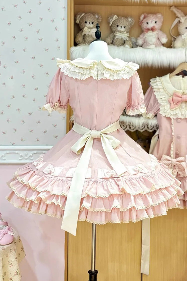 Lolita Dress - Striped Layered, Pink, Striped, Bow Detail, Ruffled - additional product view 4