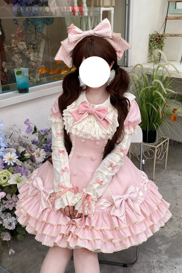 Lolita Dress - Striped Layered, Pink, Striped, Bow Detail, Ruffled - additional product view 5