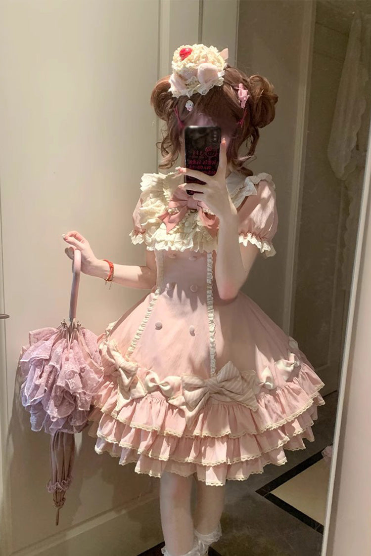 Lolita Dress - Striped Layered, Pink, Striped, Bow Detail, Ruffled - additional product view 8