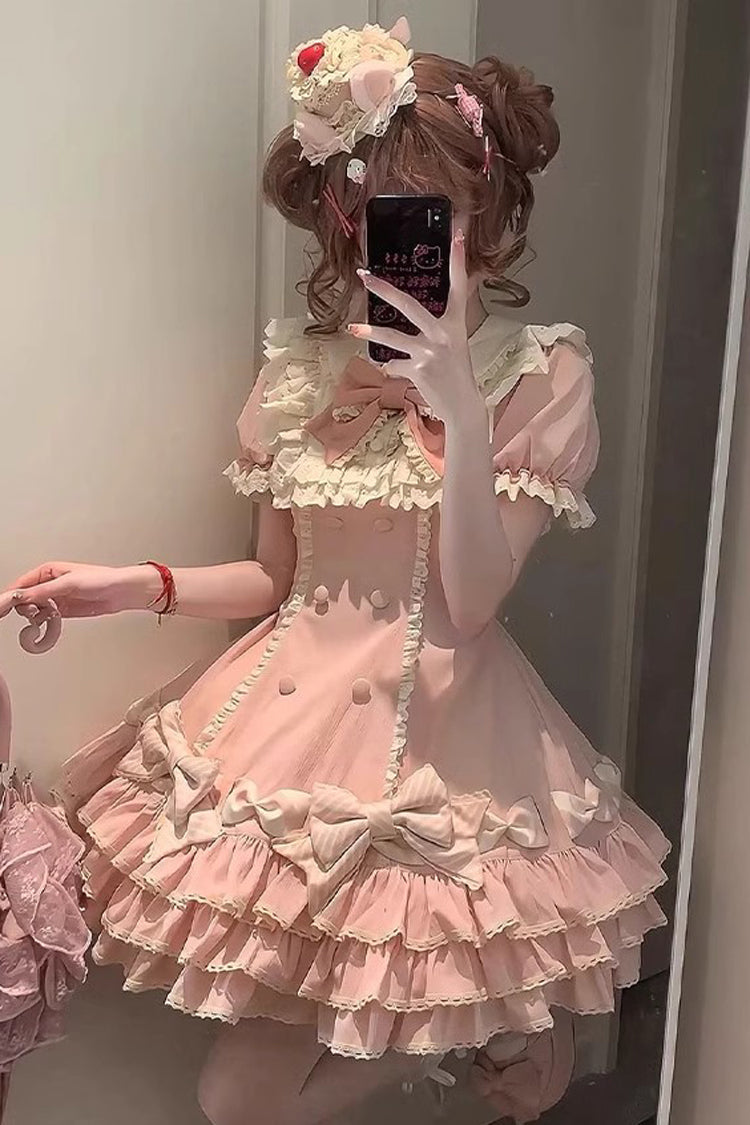 Lolita Dress - Striped Layered, Pink, Striped, Bow Detail, Ruffled - additional product view 10