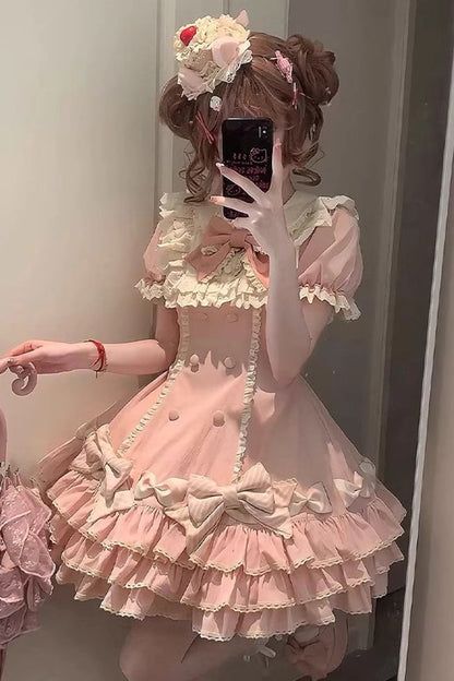Lolita Dress - Striped Layered, Pink, Striped, Bow Detail, Ruffled - additional product view 10