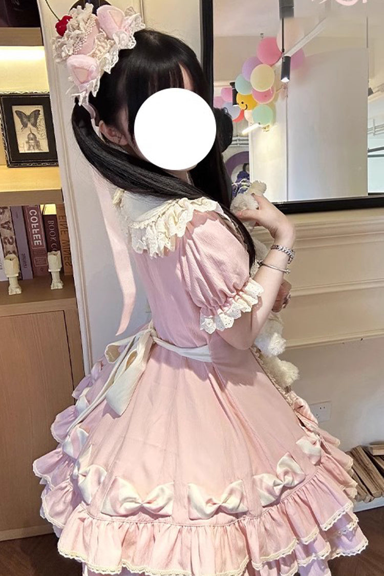 Lolita Dress - Striped Layered, Pink, Striped, Bow Detail, Ruffled - additional product view 11